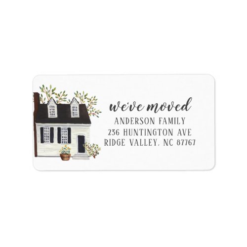 Watercolor Charming Cape House New Address  Label