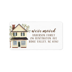 Watercolor Charming House New Address Label