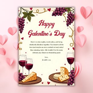 Watercolor Charming Wine & Cheese Galentine’s Day