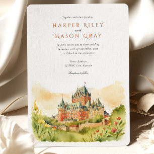 Watercolor Château Frontenac Québec City Wedding Invitation