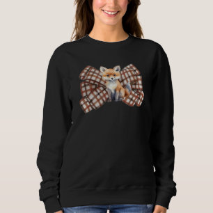 Watercolor checkered bow with a cute fox sweatshirt