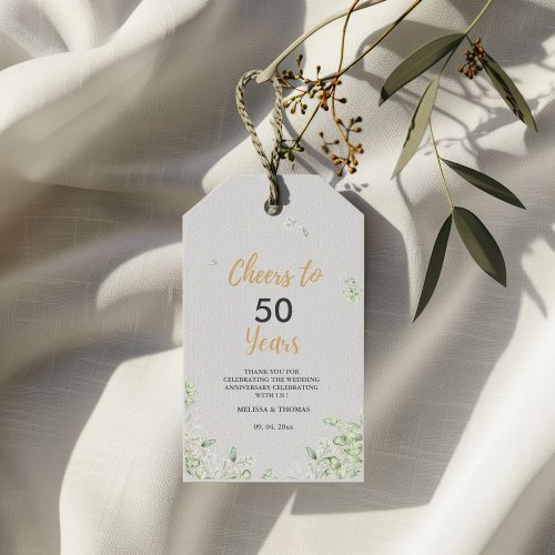 Watercolor Cheers to 50th Wedding Anniversary  Gift Tags