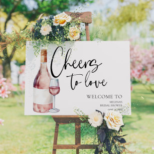 Watercolor Cheers To Love Bridal Shower Welcome Foam Board