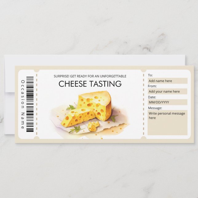 Watercolor Cheese Tasting Gift Certificate Invitation (Front)