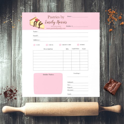 Watercolor Cheesecake Pastry Bakery Receipts Notepad