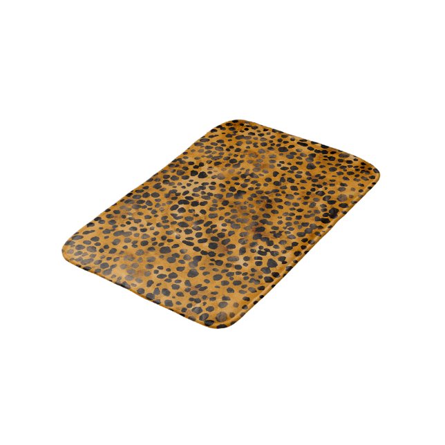 Watercolor Cheetah Print Bath Mat (Angled)