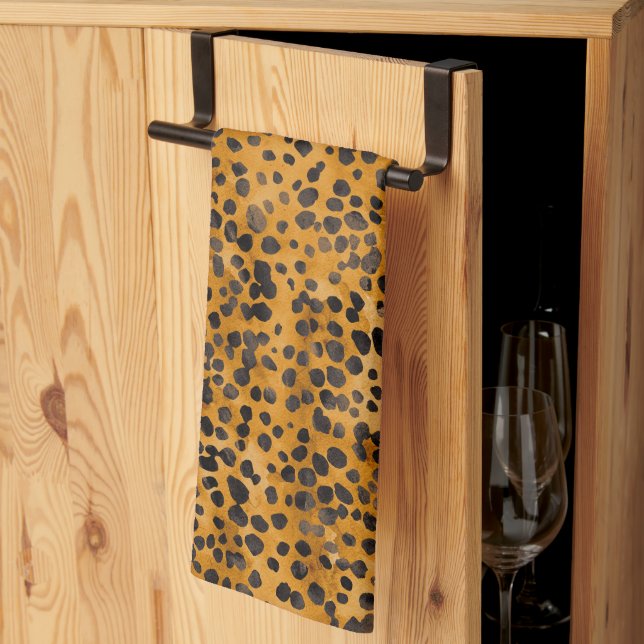 Watercolor Cheetah Print Kitchen Towel (Thirds Fold)