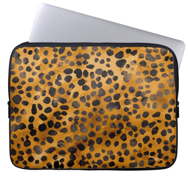 Watercolor Cheetah Print Laptop Sleeve (Front)
