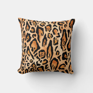 Watercolor cheetah print pattern throw pillow