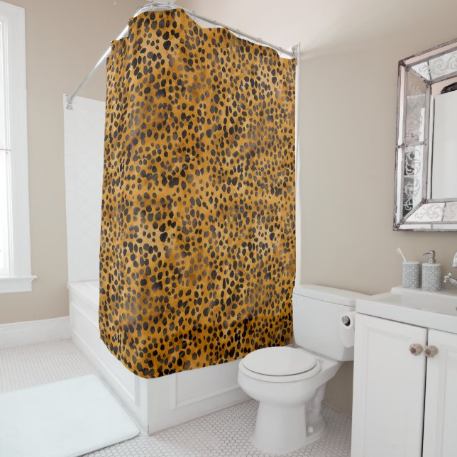 Watercolor Cheetah Print Shower Curtain (In Situ)