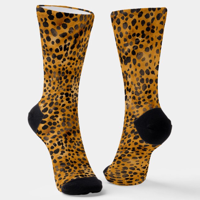 Watercolor Cheetah Print Socks (Angled)