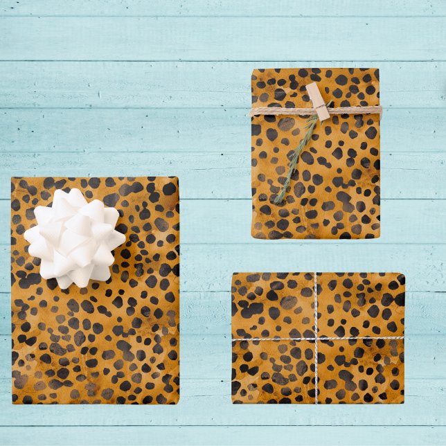 Watercolor Cheetah Print Wrapping Paper Sheets (Creator Uploaded)