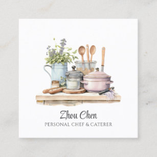 Watercolor Chef Caterer Business Card
