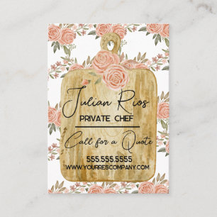 Watercolor Chef Cook Cutting Board Floral Business Card