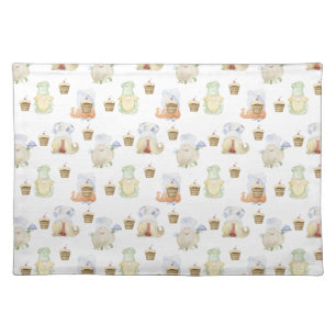 Watercolor chef gnomes cloth placemat