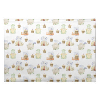Watercolor chef gnomes cloth placemat
