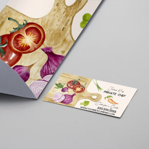 Watercolor Chef Vegetables Cutting Board Business Card