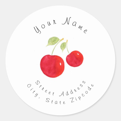 Watercolor Cherries Address Label