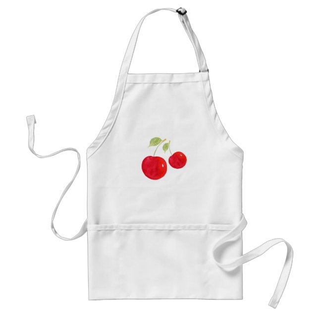 Watercolor Cherries Adult Apron (Front)