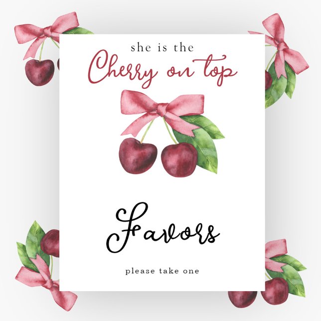 Watercolor cherries baby shower - Favors Poster (Creator Uploaded)