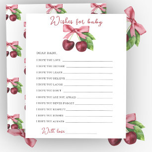 Watercolor cherries baby shower - wishes for baby