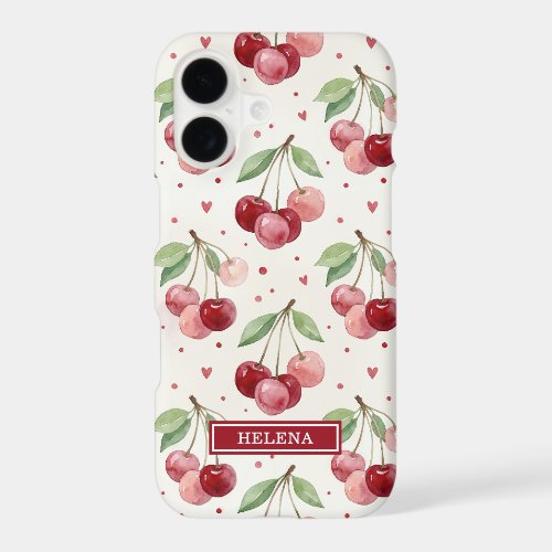 Watercolor Cherries Monogrammed iPhone 17 Case