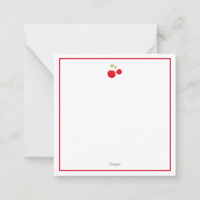 Watercolor Cherries Note Card (Front)