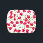 Watercolor cherries pattern candy tin<br><div class="desc">Red cherries painted with watercolors on paper then pattern made in Photoshop.</div>