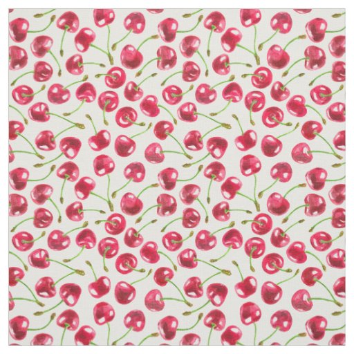 Watercolor cherries pattern fabric