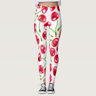 Watercolor cherries pattern leggings