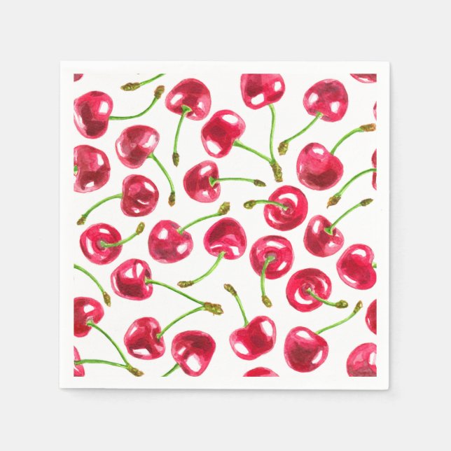 Watercolor cherries pattern napkins (Front)