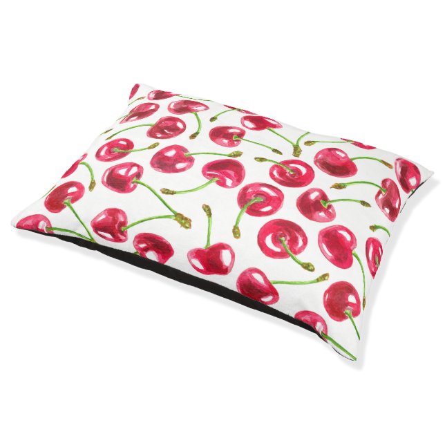 Watercolor cherries pattern pet bed (Angled)