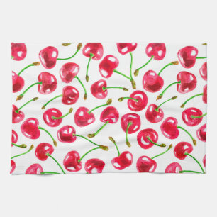 Watercolor cherries pattern towel