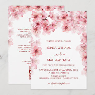 Watercolor Cherry Blossom All-In-One Wedding Invitation