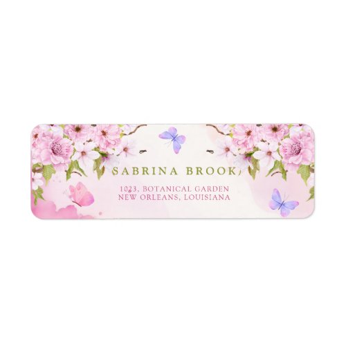 Watercolor Cherry Blossom Baby Shower Address Label