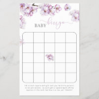 Watercolor cherry blossom baby shower bingo game