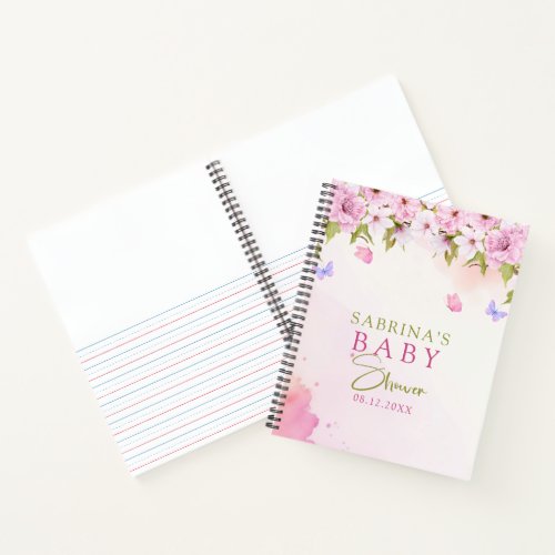 Watercolor Cherry Blossom Baby Shower  Notebook