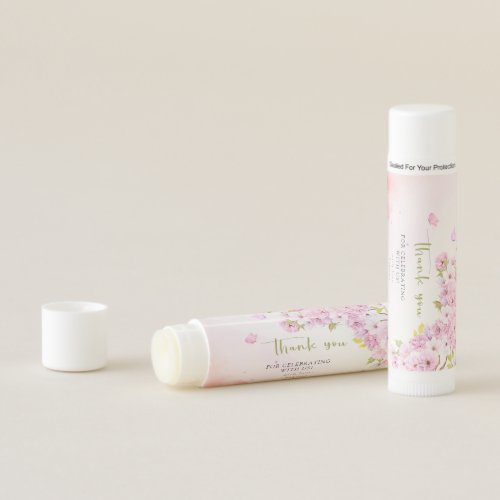 Watercolor Cherry Blossom Baby Shower Thank You Lip Balm