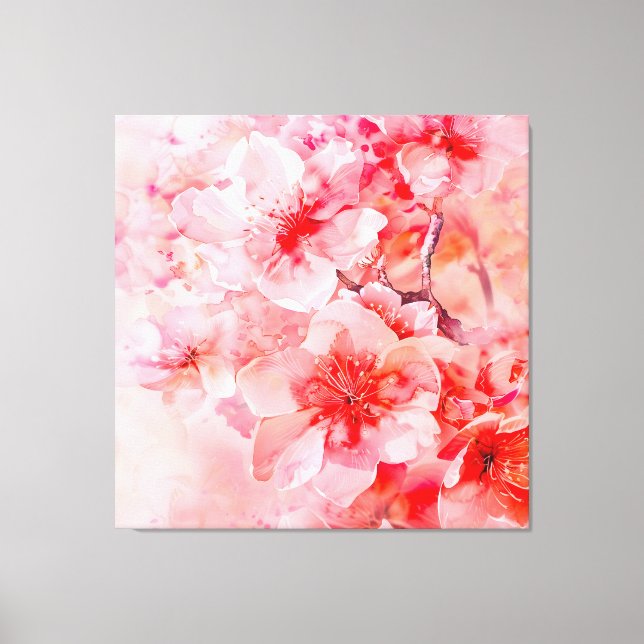 Watercolor Cherry Blossom Bliss Canvas Print (Front)