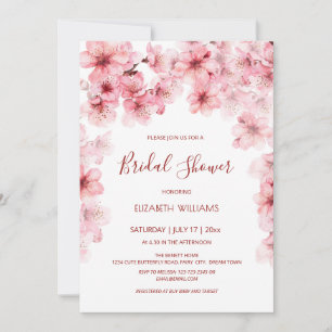  Watercolor Cherry Blossom Bridal Shower Invitation