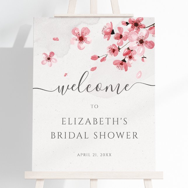 Watercolor Cherry Blossom Bridal Shower Welcome Foam Board (Creator Uploaded)