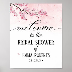 Watercolor Cherry Blossom Bridal Shower Welcome Poster