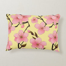 Watercolor Cherry Blossom Brushed Accent Pillow