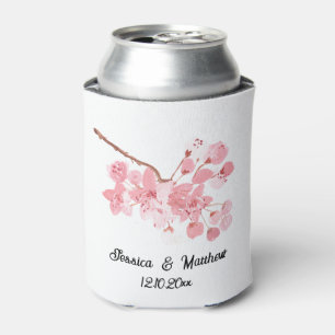 Watercolor cherry blossom floral nature Weddings Can Cooler