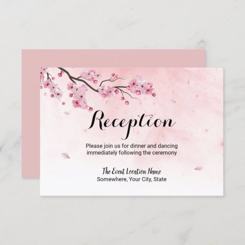 Watercolor Cherry Blossom Floral Wedding Reception Invitation