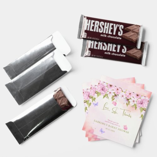 Watercolor Cherry Blossom Its a Girl Baby Shower Hershey Bar Favors