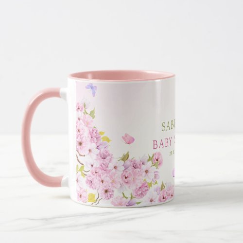 Watercolor Cherry Blossom Its Girl Baby Shower  Mug