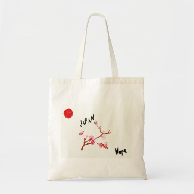 WaterColor Cherry Blossom Japan Hope Tote Bag (Front)