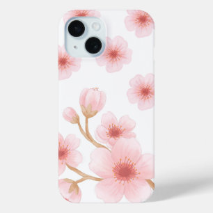 Watercolor Cherry Blossom Japanese Pink Floral iPhone 15 Case