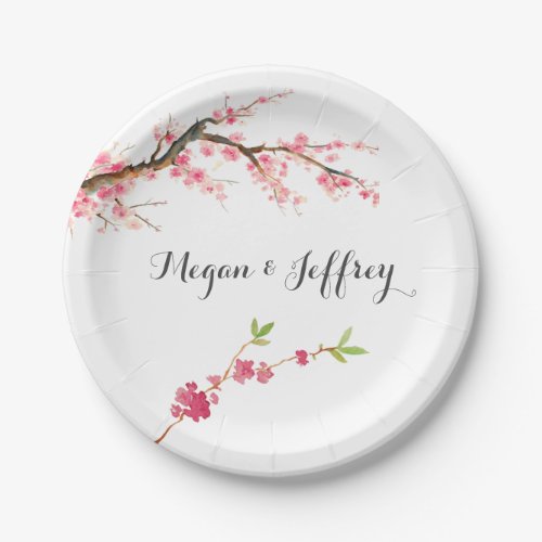 Watercolor Cherry Blossom Paper Plates